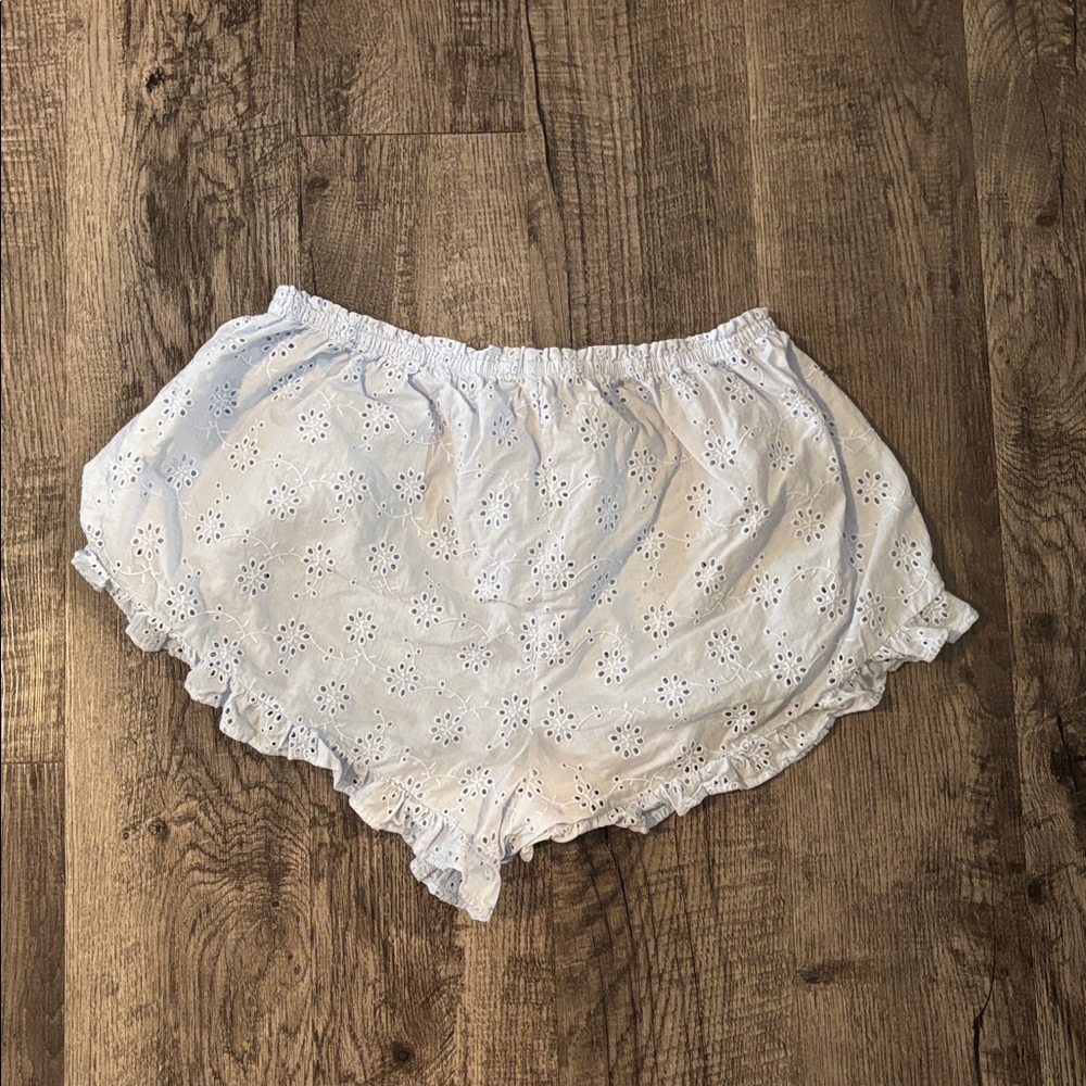 Abercrombie and Fitch Embroidered Cutwork Sleep Shorts - Blue - Size Medium - Picture 3 of 3